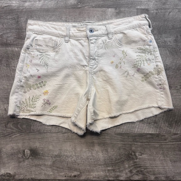Pilcro Anthropologie Florise High Rise Slim Boyfriend Floral Denim Shorts Sz 29 - Picture 3 of 13